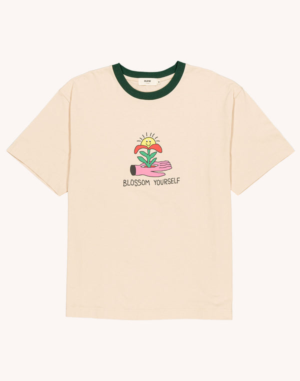 T-Shirt Blossom Yourself Crème en coton bio GOTS – OLOW