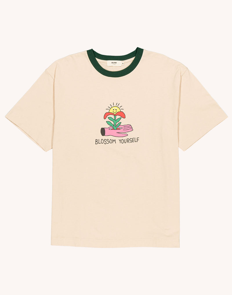 T-Shirt Blossom Yourself Crème en coton bio GOTS – OLOW