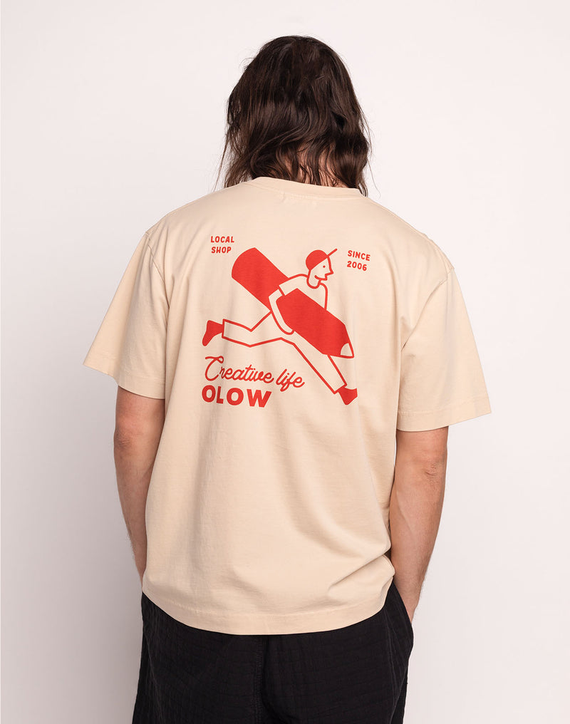 T-Shirt Creative Studio Crème en coton bio GOTS – OLOW