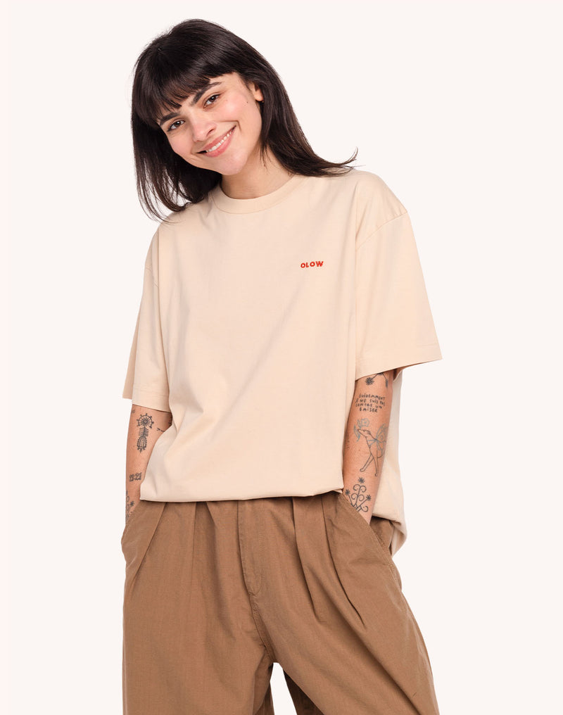 T-Shirt Creative Studio Crème en coton bio GOTS – OLOW