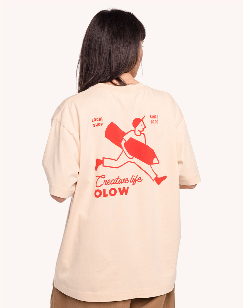 T-Shirt Creative Studio Crème en coton bio GOTS – OLOW