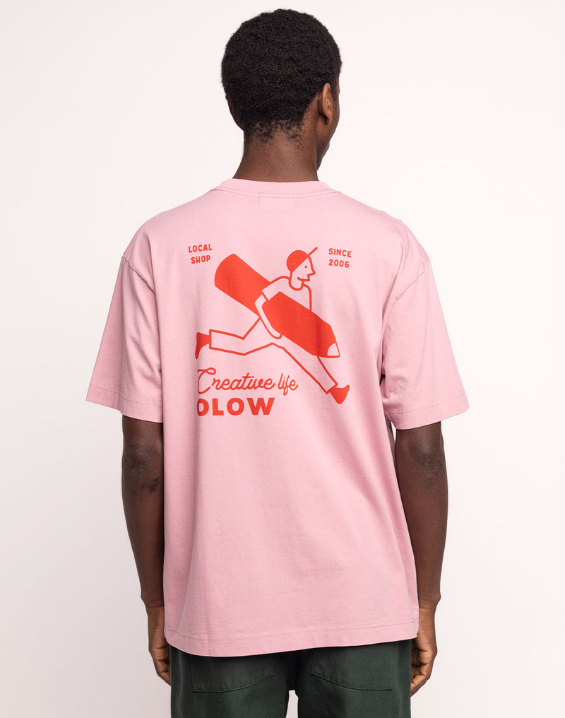 T-Shirt Creative Studio Rose Lila en coton bio GOTS – OLOW