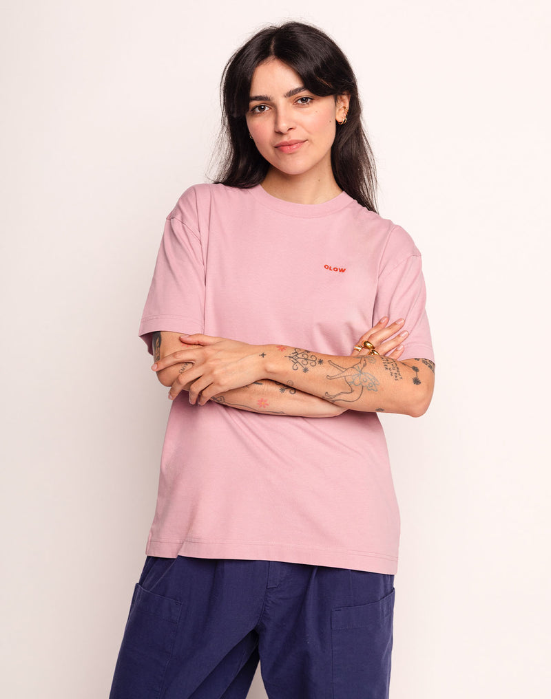 T-Shirt Creative Studio Rose Lila en coton bio GOTS – OLOW