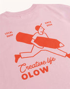 T-Shirt Creative Studio Rose Lila en coton bio GOTS – OLOW