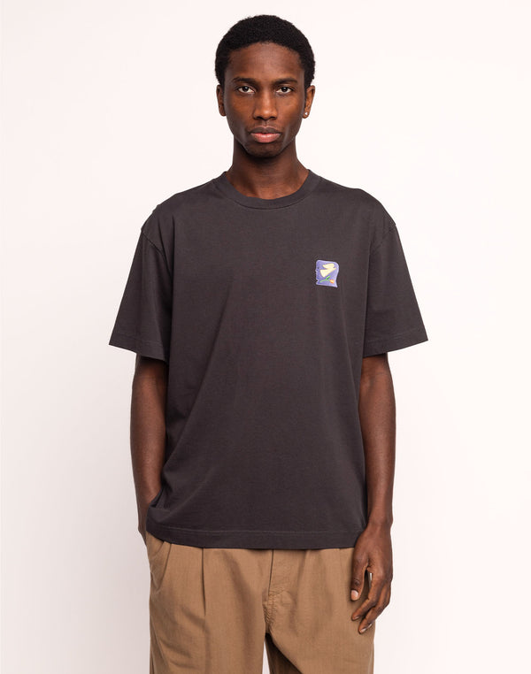 T-Shirt Elsewhere Noir Carbone en coton bio GOTS – OLOW