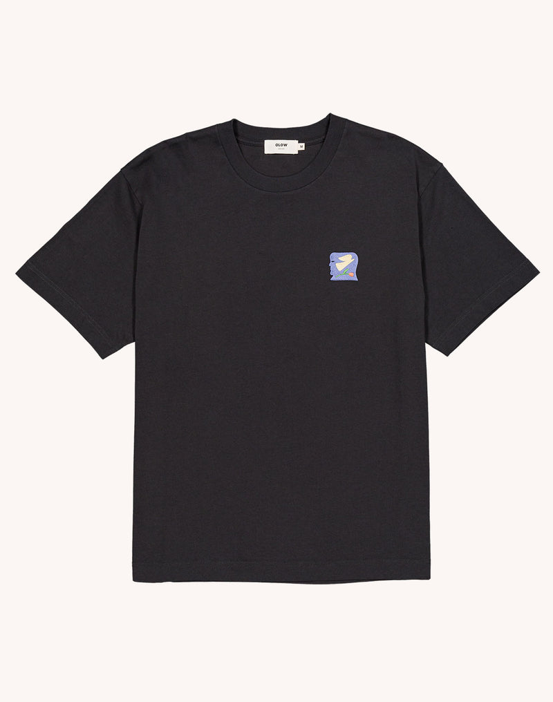 T-Shirt Elsewhere Noir Carbone en coton bio GOTS – OLOW