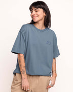 T-Shirt Feed My Garden Bleu Acier en coton bio GOTS – OLOW