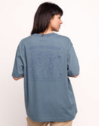 T-Shirt Feed My Garden Bleu Acier en coton bio GOTS – OLOW