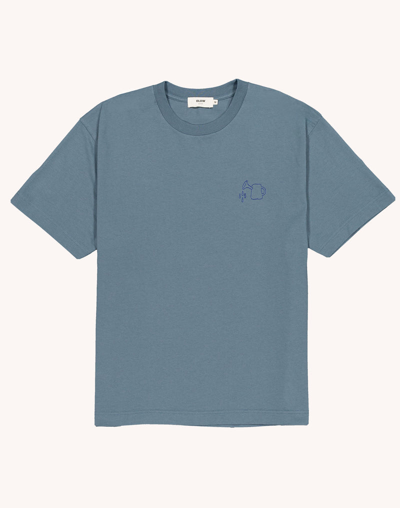 T-Shirt Feed My Garden Bleu Acier en coton bio GOTS – OLOW
