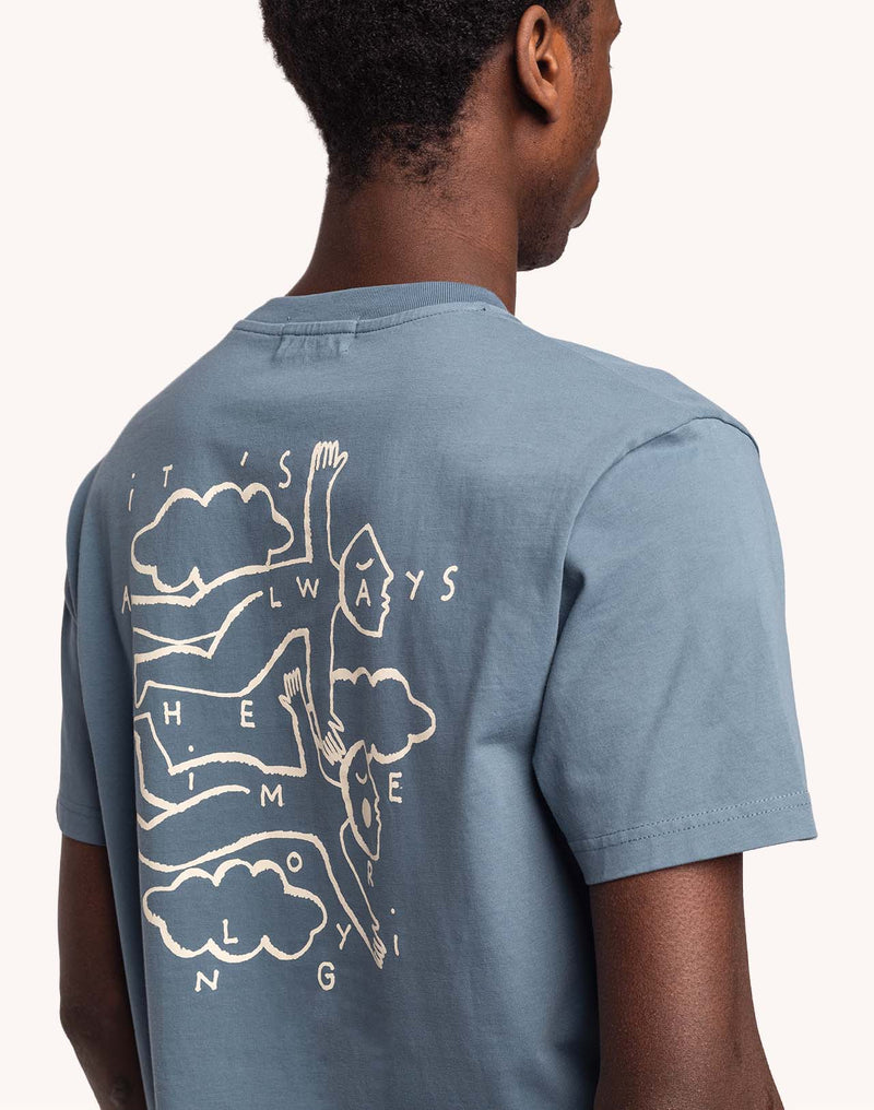 T-Shirt Flying Bleu Acier en coton bio GOTS – OLOW