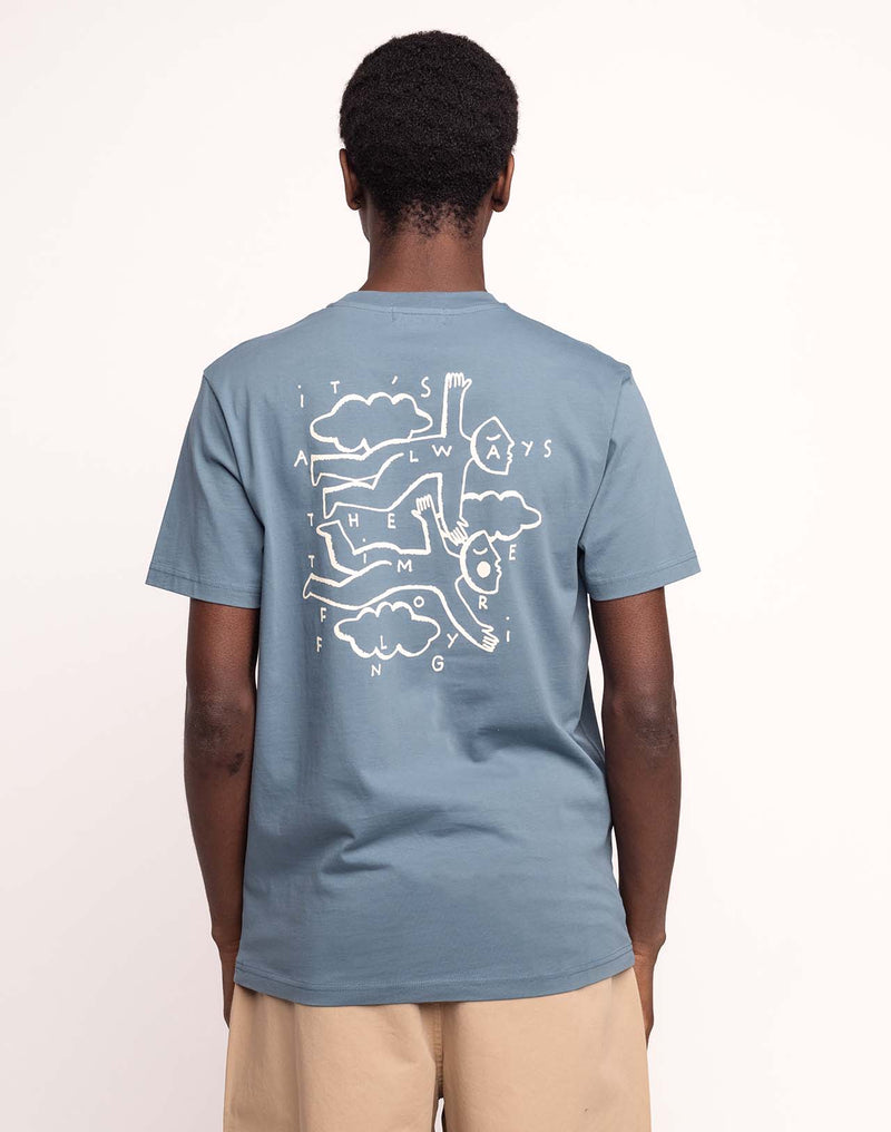 T-Shirt Flying Bleu Acier en coton bio GOTS – OLOW