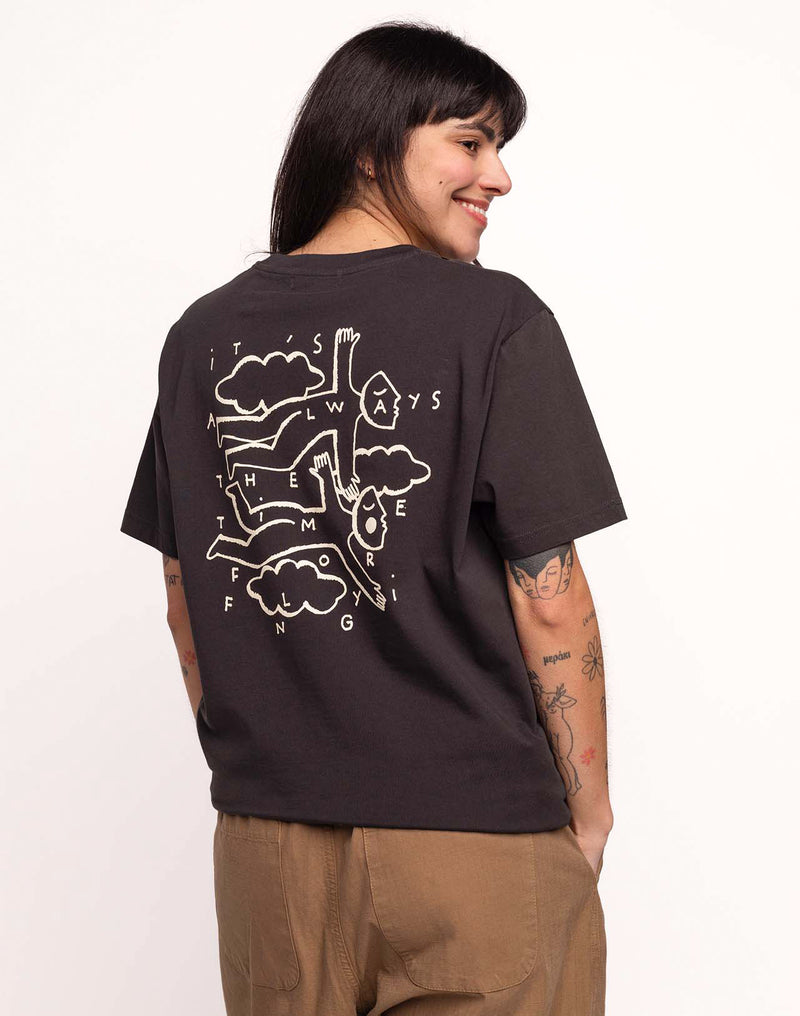 T-Shirt Flying Noir Carbone en coton bio GOTS – OLOW