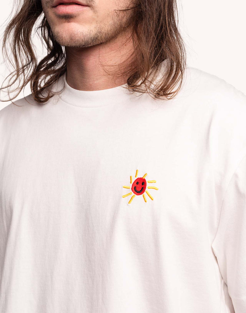 T-Shirt Happy Flower Écru en coton bio GOTS – OLOW