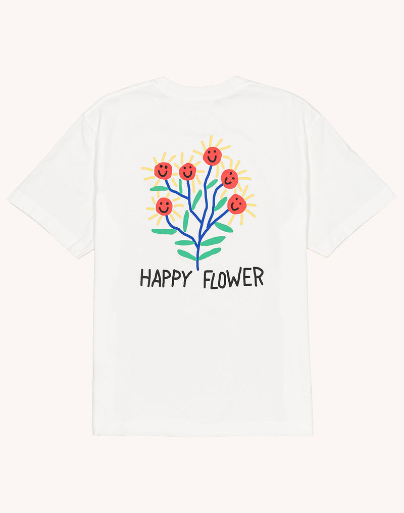T-Shirt Happy Flower Écru en coton bio GOTS – OLOW