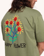 T-Shirt Happy Flower Vert Sauge en coton bio GOTS – OLOW