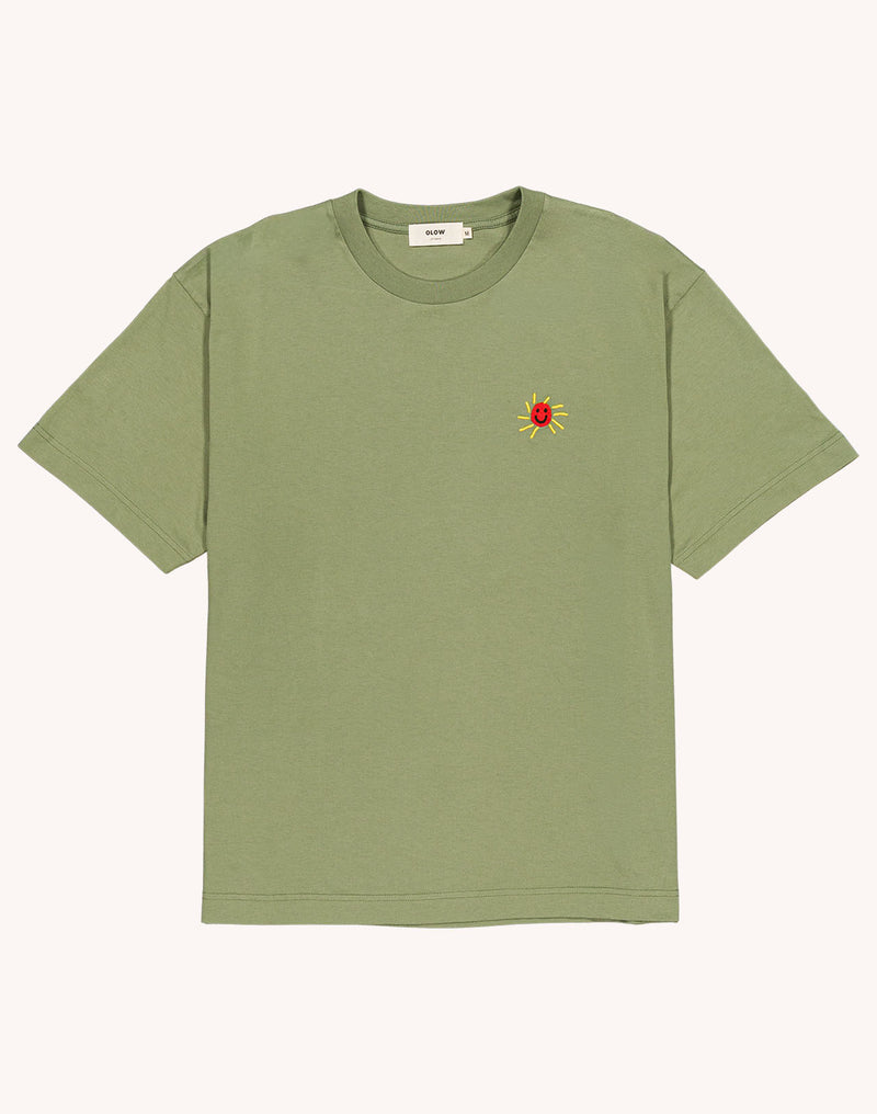 T-Shirt Happy Flower Vert Sauge en coton bio GOTS – OLOW