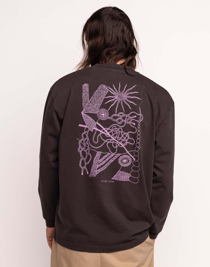 T-Shirt Manches longues Interconnexion Noir Carbone en coton bio GOTS – OLOW