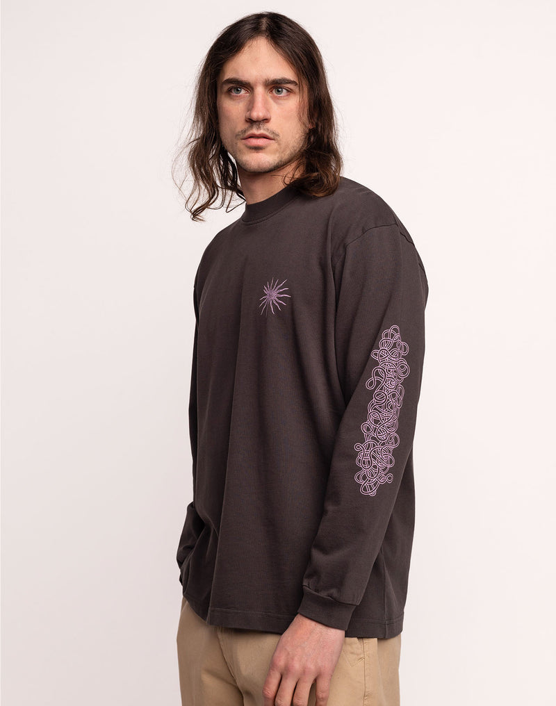 T-Shirt Manches longues Interconnexion Noir Carbone en coton bio GOTS – OLOW