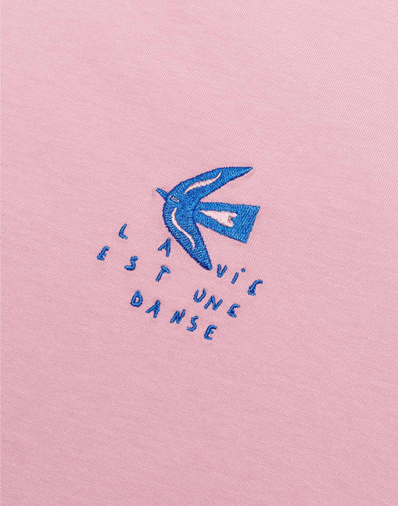 T-Shirt Life Dance Rose Lila en coton bio GOTS – OLOW