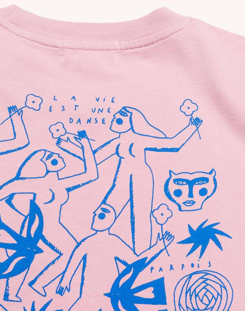 T-Shirt Life Dance Rose Lila en coton bio GOTS – OLOW