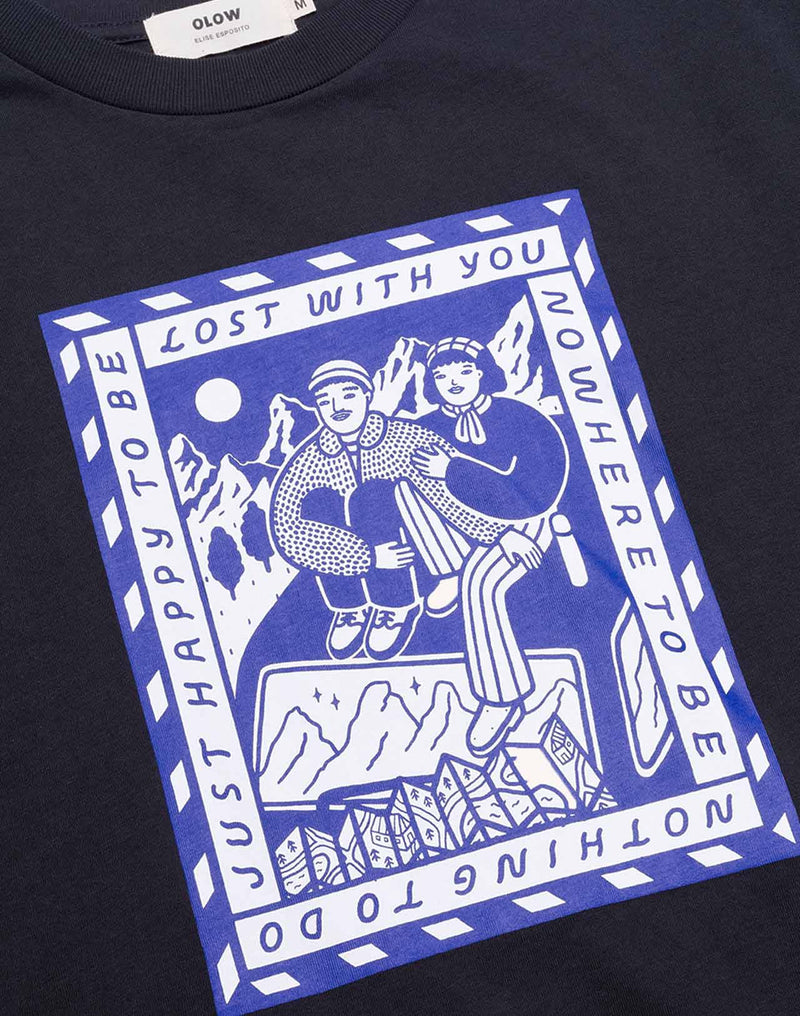 T-Shirt Lost With You Noir Carbone en coton bio GOTS – OLOW