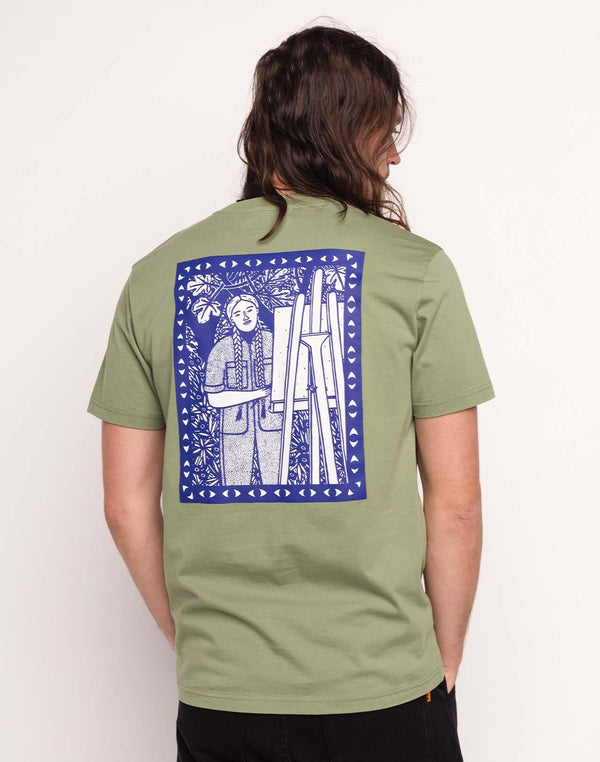 T-Shirt Pictural Vert Sauge en coton bio GOTS – OLOW