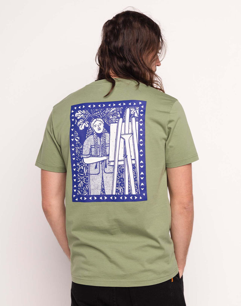 T-Shirt Pictural Vert Sauge en coton bio GOTS – OLOW
