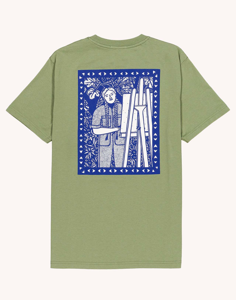 T-Shirt Pictural Vert Sauge en coton bio GOTS – OLOW
