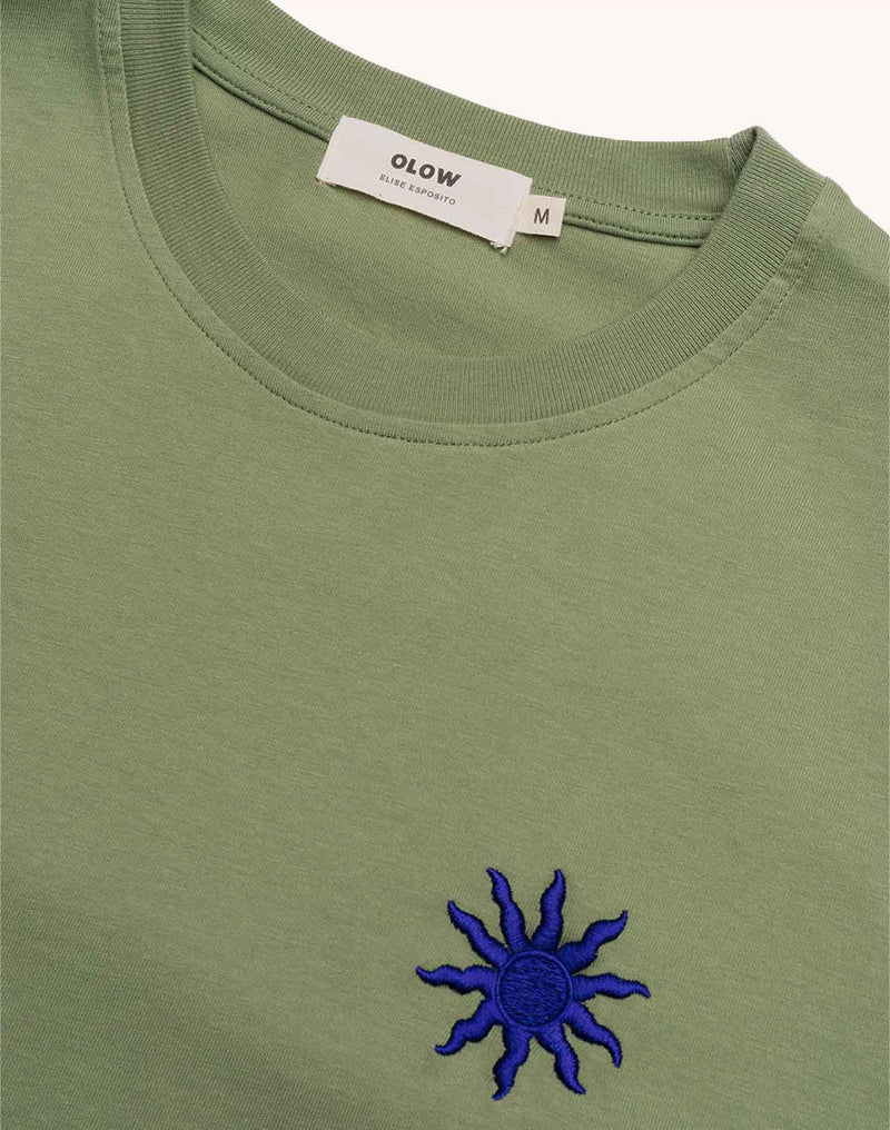 T-Shirt Pictural Vert Sauge en coton bio GOTS – OLOW