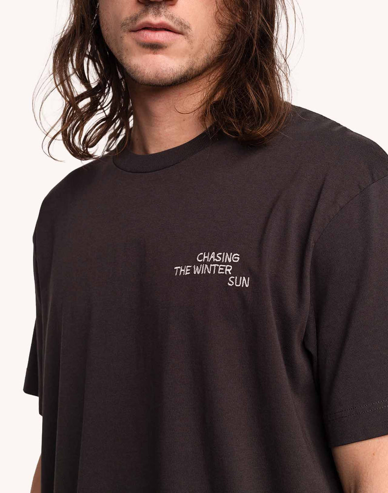 T-Shirt Winter Sun Noir Carbone en coton bio GOTS – OLOW