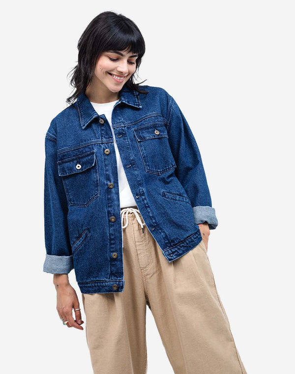 Veste Hekinan Market Plant denim bleu